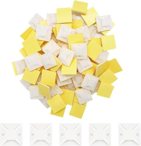 100 Pezzi Autoadesivo Clip Cavo Fermacavi Support Base per Fascette, Fascette Elettricista in Nylon Multiuso 20x20 mm