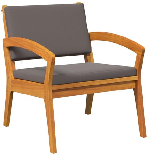 vidaXL Juego de Bistro de 3 Piezas con Cojines Grises Oscuros. Muebles de Madera de Acacia, Ideales para el Comedor, ya Sea en Interiores o Exteriores. Sillas Curvas con Estilo, ja