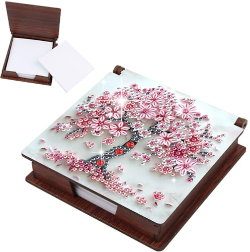 JISHSHAY Scatola per appunti con albero della vita, per pittura con diamanti, per pittura con diamanti, supporto per appunti adesivi per pittura con gemme, kit per mosaico per adulti