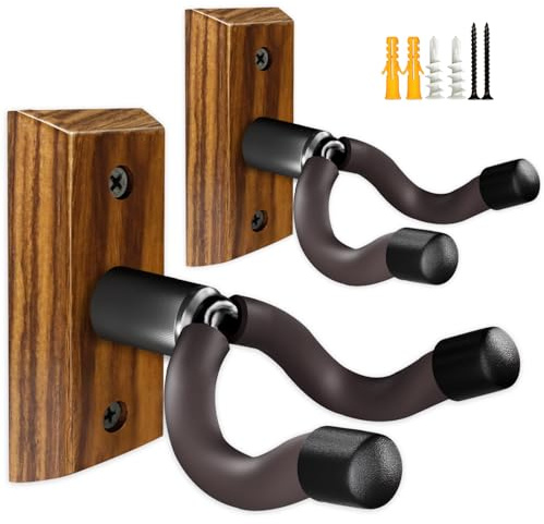 Gitarrenwandhalterung, Zebraholz, U-förmige Gitarrenwandhalterung, Gitarrenhalter, Hakenständer, Wandhalterung, Gitarrenzubehör für Akustik-, E-Gitarre, Banjo, Bass, Ukulele, 2 Stück