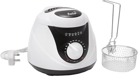 Coopers of Stortford - Small Deep Fat Fryer, 1L - Easy to Clean Mini Electric Fryer with Variable Temperature Control - Chrome Basket & Non-Stick Bowl - Compact Countertop Design