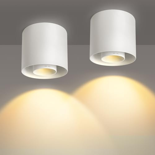 OTeedo 2Pack 30W Zoomable Ceiling Spotlight Fixture,LED 3 Color Dimmable 4.7 Cylinder Flush Mount Down Lights,Power Adjustable Ceiling Lights Spot Light Indoor for Living Room Hallway Kitchen White