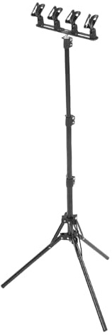 Akozon Soporte de Suelo para Micrófono de Aleación de Aluminio, Soporte para 4 Micrófonos, Trípode Plegable de Ajustable, Rendimiento de Grabación de Podcasting
