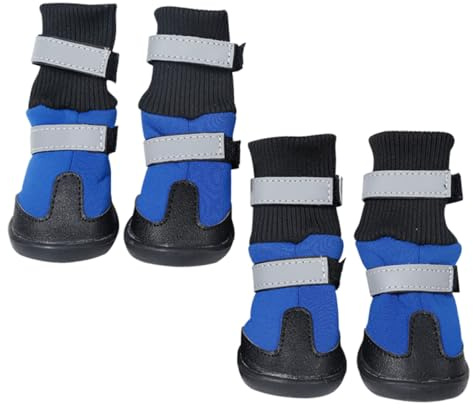 PENIKOKO 4 Stück Hundeschuhe Winter Pfotenschutz Warme Outdoor Stiefel für Mittelgroße Große Hunde Blaum