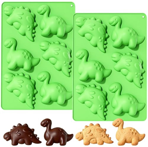 YXHZVON 2 Dinosaurier Pralinenform Silikon 6 Mulden Dino Backform BPA Frei | Lebensmittelecht Silikon Antihaft BPA-frei Hitzebeständig -40 °C ~240 °C Ideal für Backöfen Gefrierschränke & Geschirrspüler
