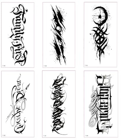 Tatouages Temporaires Bras Poignet, 6 Feuilles de Tatouages Temporaires Bracelet Autocollant Noir Tribal Faux Tatouage Body Tattoo Sticker Tatouages Éphémères Petits Tatouages Pour Femmes Et Hommes