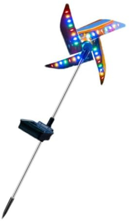 LIGHTAOTAO Solar Windmill Lamp Outdoor Garden Decor with Waterproof Design and LED Lamp Accessory, Solar Powered Pinwheel Light for Scene Decor and Lawn Ornament,