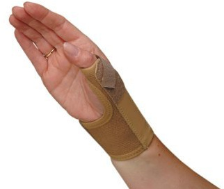 Elastic Thumb Spica, Support, Splint. Colour Is Beige and Available in Left or Right. Ideal For Sprains and Mild Joint Traumas, Arthritis, Sports Injuries (Skier's Thumb etc), Tendinitis, Bursitis, Thumb Pain, Stabilization. Medically Approved, NHS Use (Large Left)