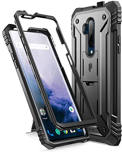 Poetic Funda OnePlus 7 Pro, Estuche Protector Robusto Revolución con Fuerte Protección Híbrida para Trabajo Pesado y Protector de Pantalla Incorporado para OnePlus 7 Pro, Negro
