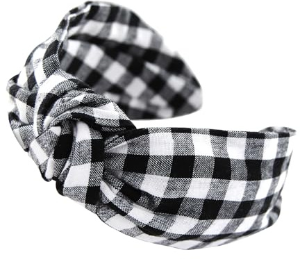 axy Vintage Look Kariert Haarreif - Wunderschön Trachten Haarreifen Damen Stirnband Haarschmuck HR34K (Schwarz)
