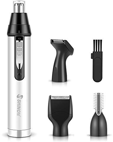 Nasenhaartrimmer 4 in 1 Nasenhaarschneider Ohrhaarschneider, Nase/Bart Haartrimmer Augenbrauen Trimmer Esichtshaartrimmer mit USB Kabel für Männer und Frauen, Wasserabweisendem Doppelklingen