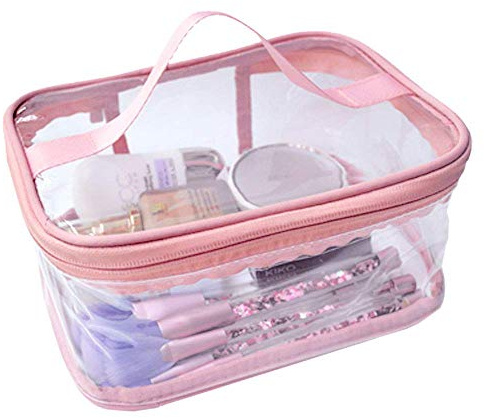 FIYUK Toiletry Bag Makeup Cosmetic Clear Bag Portable Waterproof Transparent Travel Large Storage