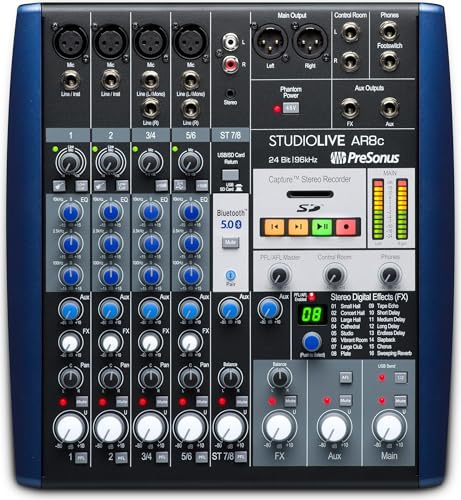 PreSonus StudioLive AR8c - Mezclador híbrido de rendimiento digital/analógico USB-C de 8 canales, sin alimentación