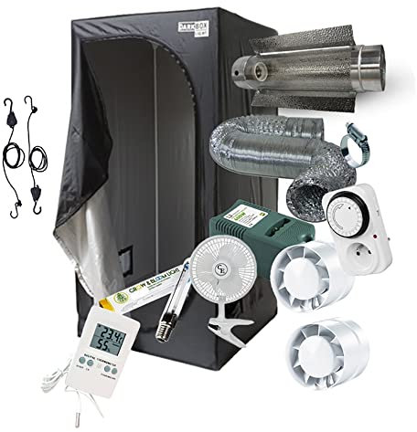 Pack Chambre de culture Complet 80x80x160 / 100x100x200 / 120x120x200cm - 250W 400W 600W au choix! Kit complet avec eclairage HPS Cooltube, Timer, Extracteur et Ventilateur. (80x80x160cm - 250W)