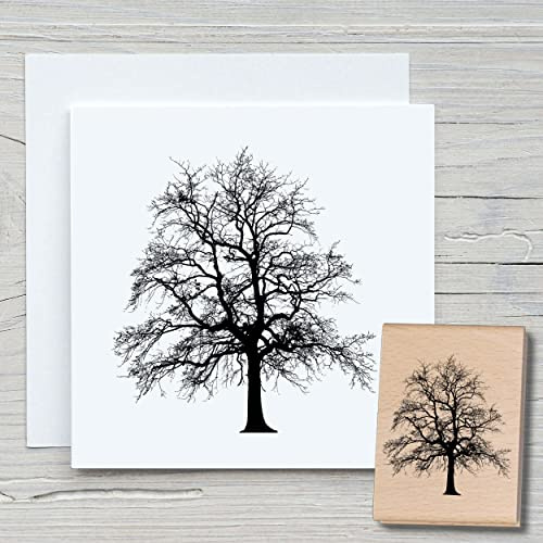 NEWSTAMPS Stempel Baum 02 Motivstempel groß aus Holz & Gummi zum Karten basteln, Holzstempel, Blumen, Pflanzen, Floral, Wiese, Gräser, Scrapbook, Textilstempel, Deko, Kinder