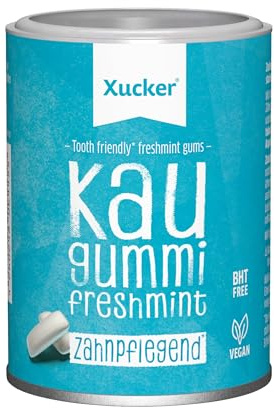Xucker Zuckerfreie Zahnpflege Kaugummis Freshmint - Xylit Kaugummi zuckerfrei mit Freshmint Geschmack I Vegane Xylitol Kaugummis zur Zahnpflege und gegen Mundgeruch I 100 g (Freshmint Dose)