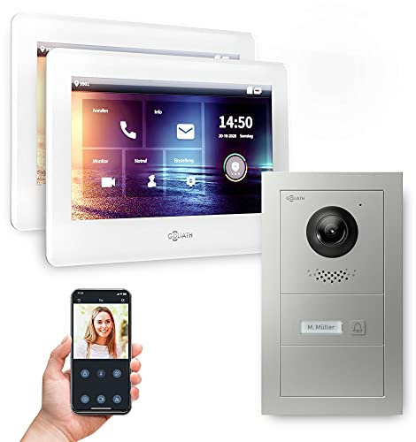 Goliath Hybrid | IP | Full-HD Video Türsprechanlage | App | 1-Fam | 2 x Full-Touchscreen 7 | Aluminium Unterputz Türstation | + Blanko Modul | 180° Ultra-Weitwinkel | AV-IPS-572