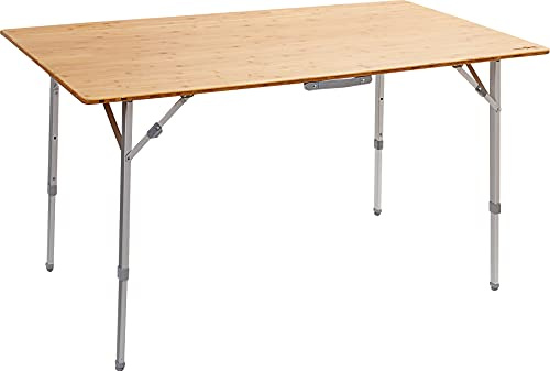 BRUNNER Klapptisch für den Außenbereich, für Picknick, Camping, Garten, Terrasse - aus Aluminium, mit eleganter Ablage aus Bambus - CAMPERKING S - rechteckig, robust mit Belastbarkeit bis zu 30 kg