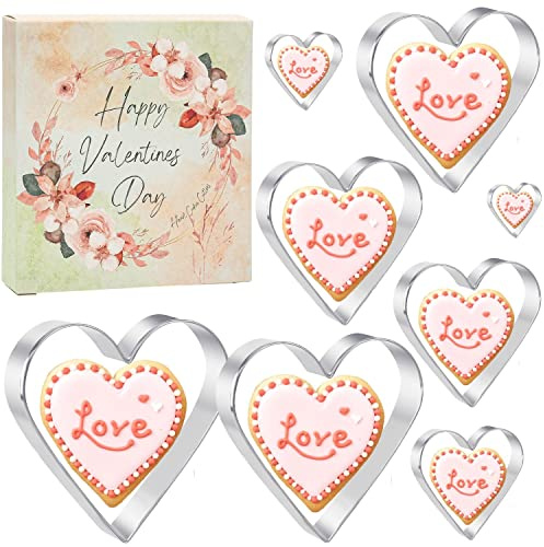 Herz Ausstecher Set von 8 Valentinstag Edelstahl Ausstechform zum Backen (8CM, 7CM, 6CM, 5CM, 4CM, 3.5CM,2.8CM,1.5CM)