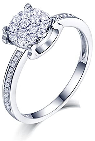 Damen Goldring 585 Echtgold Ohne Stein |Verlobungsring Frau | Ring Gold Damen | Klassischer Stil Diamant aus 14 Karat Weißgold Verlobungsring 53 (16.9)