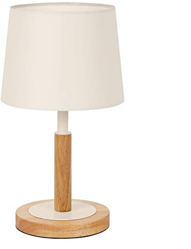 tomons LED Nachttischlampe Dimmbar aus Holz, Moderne Tischlampe, LED Tischleuchte Retro mit Stoffschirm für Schlafzimmer, Wohnzimmer oder im Hotel oder Café - Beige