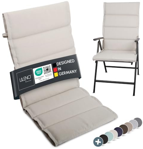 LILENO HOME Gartenstuhl Auflagen als [1er Set - Hochlehner] in Natur - Bequeme Liegen als Sitzauflagen für Gartenmöbel - Stuhlkissen für Gartenstühle und Klappstühle