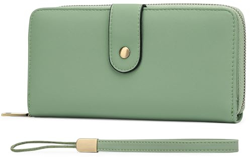 GAEKEAO Geldbörse Damen Portemonnaie Gross Mittelgroß Geldbeutel Portmonee Leder Große Kapazität - mit RFID Schutz - mit 14 Kartenfächer und Kleingeldfach Geldbörsen