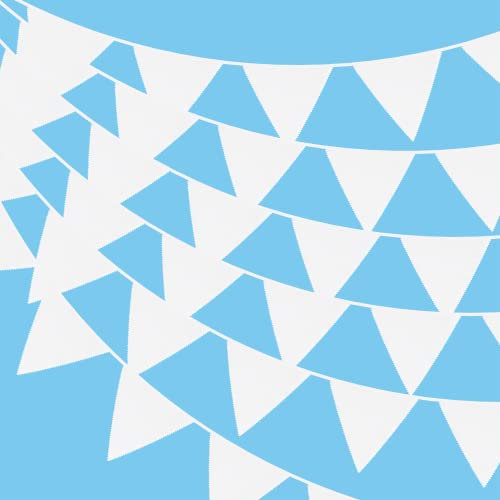 G2PLUS White Cotton Bunting with 10M Fabric and 36PCS - Celebratory Banner for Birthday and Party Decoration