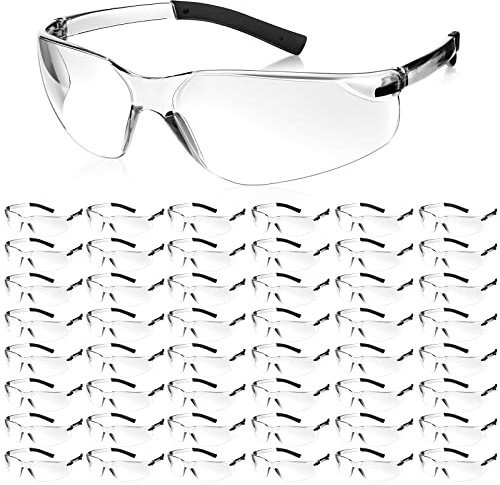 Queekay 50 Pcs Safety Glasses Impact UV Scratch Glasses Bulk Eye Protection for Men Working Lab Construction Science(Clear)