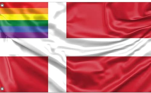 Dänemark LGBTQ+ Flagge | Einzigartiger Designdruck | Hergestellt in der EU (90 x 150 cm)
