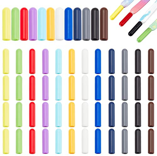 PH PandaHall 36 st 12 färger skosnöre spetsar, plast skosnöre huvud sladd ände keps skosnöre slutar ersättning för sneakers kanvas huvtröjor strandbyxor gör-det-själv smyckestillverkning reparing, 20