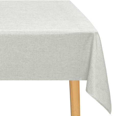 JIUZHEN Tischdecke Outdoor Tischdecke Abwaschbar Gartentischdecke Eckig Wetterfest Garten Tischdecken für Draußen,Hellgrau,135X200 cm