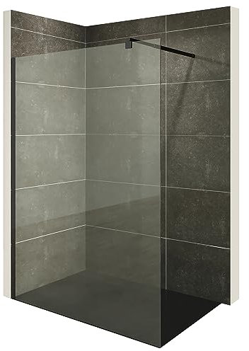 i-flair Duschabtrennung Walk In FIONA 160x200 cm Duschwand Dusche 10mm STARK aus DURCHSICHTIGEM NANO ESG Sicherheitsglas mit schwarzem Wandprofil W740 Black Klarglas