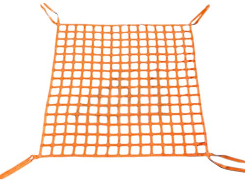 Polyester-Lastenhebenetz für Hebezeuge – Lastenschlingennetz – Laden und Entladen Schwerer Gegenstände, Last 0,3–3,5 Tonnen – Lastenhebesack – reißfest, orange, 1 x 1 m, Last 500 kg, M