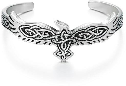 COOLSTEELANDBEYOND Herren Edelstahl Keltischer Knoten Adler Armband, Armreif Manschetten Armband, Poliert