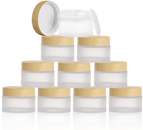Vegena Glas-Cremedosen: 10 Stück Mattiertes Glas Behälter, Auslaufsicher Kosmetik Behälter, Ideal Für Reisen Und Täglichen Gebrauch (30g, Transparent)