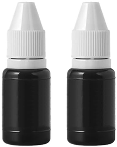 OUYOOLE Inchiostro per timbri con nome, 2 pezzi da 5 ml, inchiostro di ricarica, ideale per timbri per vestiti (nero)
