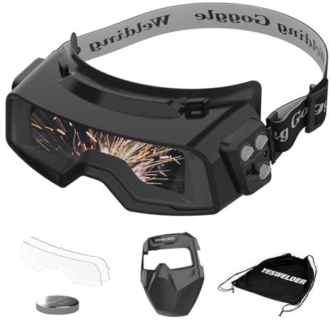 YESWELDER True Color Auto Darkening Welding Goggles,Wide Shade Range 4/5-9/9-13 with Grinding, Welding Glasses Welder Mask Welding Helmet for TIG MIG ARC Plasma Cut (Checkerboard Pattern)