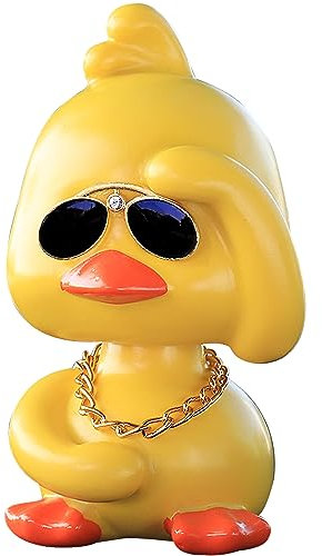 Mwmoeen Ente Wackelfigur Auto Deko, Coole Gelbe Ente Armaturenbrett Dekorationen Interieur Autozubehör, Lustige Schüttelkopf Ente Puppe Auto Spielzeug Geschenk für Geburtstag Weihnachten(Pechte Hand)