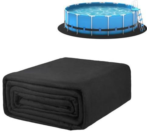 Black 18FT Under Pool Mat, Outdoor Above Ground Round Pool Floor Mats, Puncture Resistant