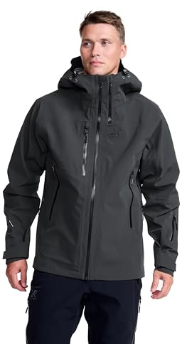 RevolutionRace Cyclone 3L Shell Jacket da Uomo, Giacca Impermeabile con Riflettori Recco per l'escursionismo, Anthracite, S