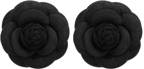 PATIKIL 2 Stück Camellia Stoffnadel Blumenbrosche Blumenbroschen Schwarz | Künstliche, Für Frauen, Stoff Hochzeit Party Dekor Accessoires Schmuck Geschenk