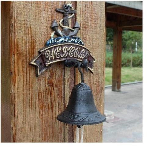 Türglocke Gusseisen, Wandglocke, Gusseisen Dinner Bell Dinner Bell Gusseisen Design auf Einer antiken Vintage rustikalen Bauernhaus Halterung klassisch