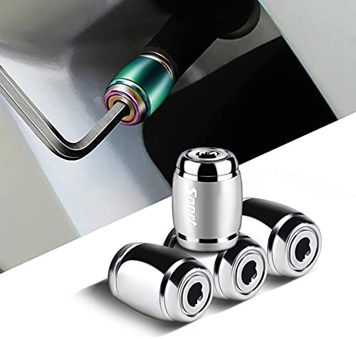 Ysbxitu 4 stück Auto VentilkappenReifenventil-Kappen Ventilkappen Autoventil Metall Kappen mit Gummiring Dichtung Auto-Ventildeckel Autoventil Kappe Ventilkappen Auto mit Beschriftung(4 Stück-Weiß