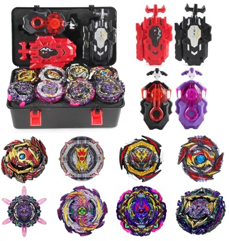 Netoke 8 in 1 Gyros Set, 4D Kampfkreisel Kreisel Battle mit Launcher Gyros, inkl 4 Stück Gyros Launcher Set, BB