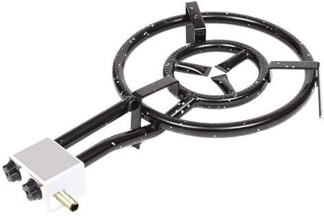 PALUPLUS Bruciatore a Gas per Padelle o Paellera a 2 Fuochi, Diametro 40 cm, Bruciatore in Acciaio Smaltato con Doppio Regolatore di Fiamma, Adatto per padelle da 30 a 60 cm, Potenza 11,4 Kw -4000F