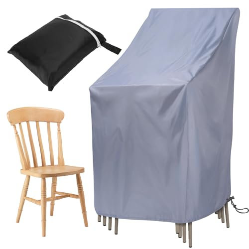 Schutzhülle Stapelstühle - Gartenstuhl Abdeckung, Schutzhülles für Gartenstühle, Schutzhülle Gartenmöbel, Abdeckhauben für Stühle, Abdeckhaube Gartenmöbel für Gartensessel Balkonstühle (85x65x114cm)