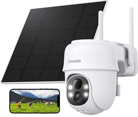 Cinnado 4G LTE Cellular Solar Security Camera Outdoor Wireless, 2K No WiFi CCTV Camera House Security with SIM Card, Color Night Vision, PIR Detection and Tracking, IP65, 2-way Audio