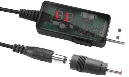 YAODHAOD Cavo USB da 5 V a 9 V/12 V regolabile USB A a DC 3513 5521 per router, luce d'atmosfera LED, trasformatore di alimentazione, cavo di sollevamento