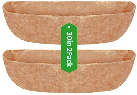 Stepfowarder Trough Coco Replacement Liners 2PACK, 75cm/30inch Semi-Oval Coco Liner, Natural Coco Fiber Liners for Plant Flower and Window Box & Hanging Trough Planters (Semi-Oval 75cm/30in - 2PACK)
